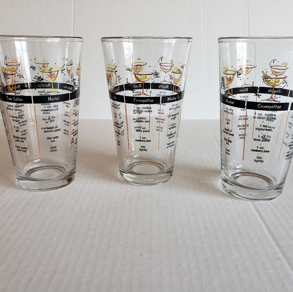 Martini Glasses Other - A set of 3 - 16oz Classic Cocktail Recipe Glasses